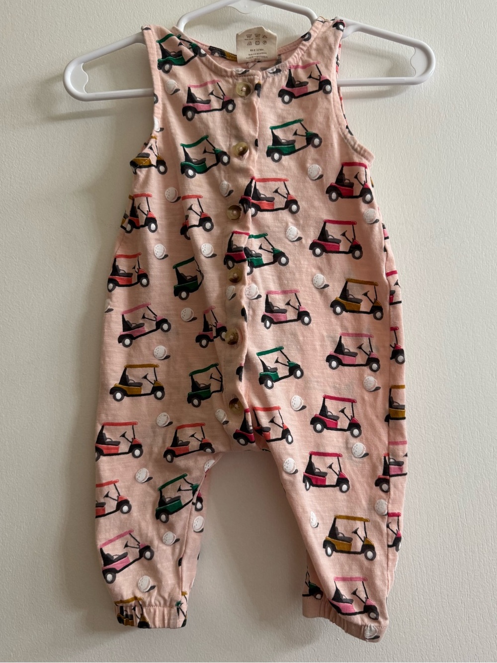 SIIX Pink Golf Cart Sleeveless Baby Romper